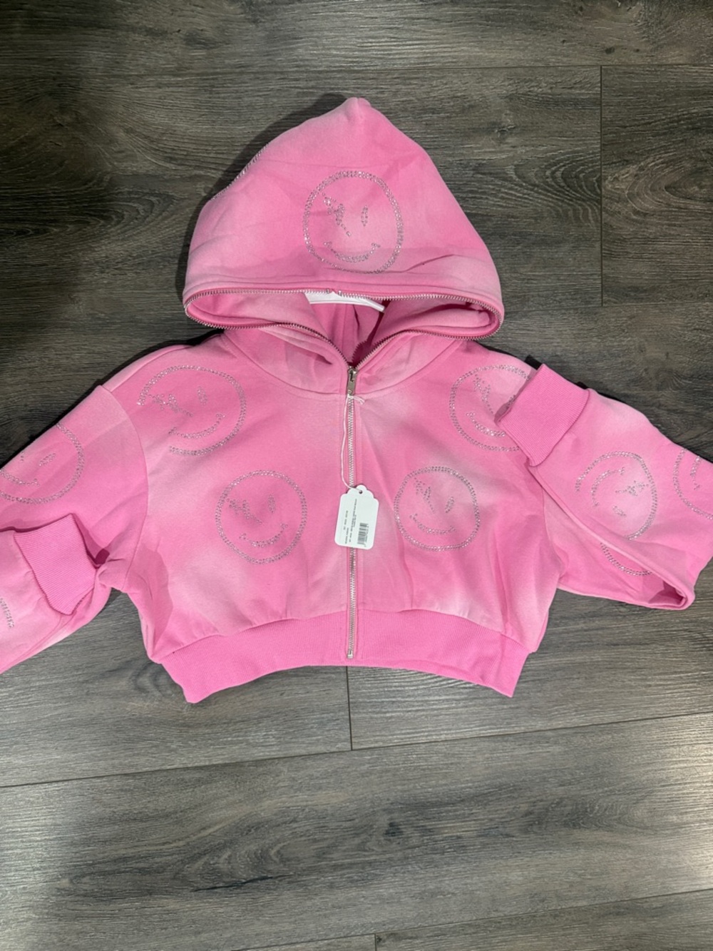 Pink Cropped Zip-Up Hoodie - Retrovert: - Picture 2 of 4